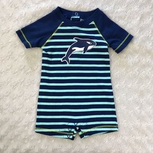 Little Lad Summer Romper Orca Killer Whale Stripes